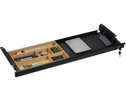 CAVO Documentlade afsluitbaar 850 x 265 x 45 mm zwart met bamboe inzet Bureaulade Kantoorlade