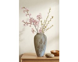 CAVOA Living Keramische Vaas 30 cm – Beige Aardetinten – Handgemaakt Japandi Design – Sculpturale Decoratie voor Droogbloemen