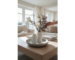 Cavoa Living Sculpturale Vaas Set (2 Stuks) – Scandinavisch & Japandi Design – Wit Keramiek – Organisch Vloeiend Design – Minimalistische Decoratie