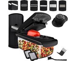 Cavos Mandoline - Groentesnijder - 16-in-1 Multifunctionele Mandoline Keukensnijder - Uiensnijder - Spiraalsnijder - Rasp - Handmatig - RVS - BPA-vrij - Zwart