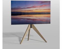 Cavus Triangle 120B Tv Vloerstandaard - Televisie Design Meubel - Tripod Statief Eikenhout - Geschikt tot 65 Inch televisie t/m 30 kg - VESA 400x300