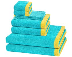 Cawö Sonstiges 2 X washandjes 2 X gasten- 2 X douche- 2 X handdoek - in set 8 pack Lifestyle Splash