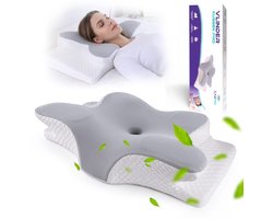 CAZING® Vlinderkussen - Ergonomisch hoofdkussen - Traagschuim/Memory Foam - Voor Rug, Buik- en Zijslapers - Kussen - Hoofdkussen