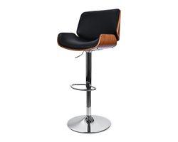 CBA - Barkruk BACCHUS – Walnoot met zwarte zitting, verstelbaar