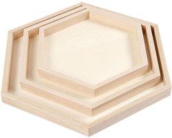 CC Houten Dienbladen Hexagon set 3 stuks 21-31 cm