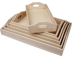 CC Houten Dienbladen Set 6 stuks l 29-44 cm
