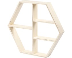 CC Houten Display Kast Hexagon 33,5x38,5x5 cm