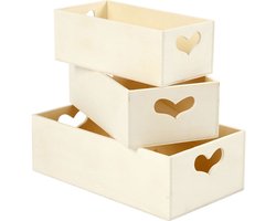 CC Houten Opslagdozen Hart Set H:6,3-5,5 cm