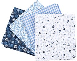 CC Patchwork Stof - 45x55 cm - Blauw - 4 stuks