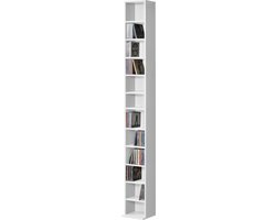 CD DVD kast vakkenkast met 12 vakken 175x20x20 cm wit