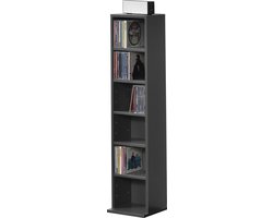 CD DVD kast vakkenkast met 6 planken 90x20x20 cm donkergrijs
