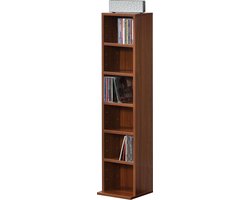 CD DVD kast vakkenkast met 6 planken 90x20x20 cm walnoot
