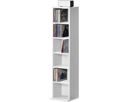 CD DVD kast vakkenkast met 6 planken 90x20x20 cm wit