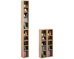 CD DVD opbergrek CHART, in Sonoma eik met 10 vakken voor maximaal 160 CD's, 20x186,5 cm (breedte x hoogte) - hoofdafbeelding