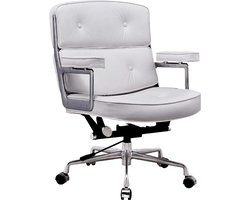 CD furniture Lobby Chair - Bureaustoel - Wit Leer - Chroom Onderstel