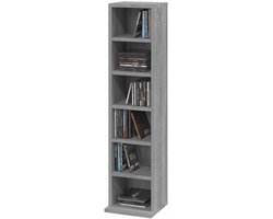 CD-kast - Muziekrek CD - Muziek Collectie Organiseren - Zes Open Vakken - 21x20x88 cm - Grijze Sonoma