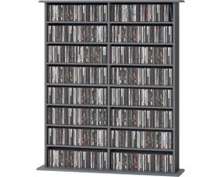 CD kast - Open kastenwand voor cd's, dvd's - Vakkenkast voor collecties en accessoires - 8 vakken - 126.3H x 106.5W x 24D cm - Grijs