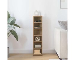 Cd-rek Hout - Dvd-rek Opbergrek - Media Organiseren - Open Vakken Design - 88 cm Hoog - Eiken