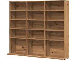 CD-rek Hout - Opbergkast Muziek - Collectie Opbergen - Open Vakken Design - 100x23x89.5 cm - Artisan-eiken
