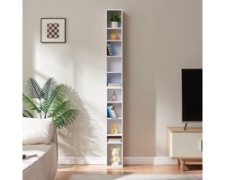 CD rek Tynset met 10 open vakken 187x20x17 cm wit [en.casa]