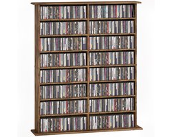 CD/DVD kast - Boekenkast - 12 flexibel verstelbare planken - Houten mediakast met kantelbeveiliging - Plankstandaard - 105,5 x 19 x 136,5 cm - Rustiek bruin