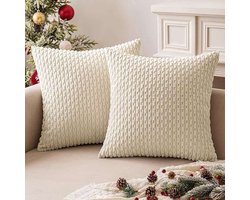 CE - Decoratieve Kussenhoes - 40x40cm - Set van 2 - Crème-wit