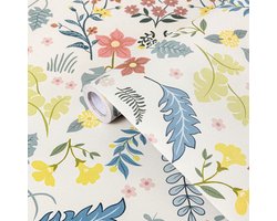 CE Serie - Zelfklevend Behang - Vintage Bloemen - Waterdicht - Mat Wit