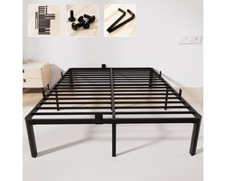 CECIPA® Heavy Duty Metalen Bedframe - 140x200 cm - Minimalistisch Metalen Bed - Tweepersoonsbed - tevig - Stil - Anti Slip - Grote Opbergruimte Onder Bed - Lattenbodem - Schroefloze Montage - Zwart