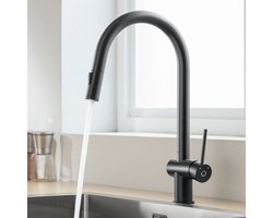 CECIPA max Keuken Kraan Zwart - Keukenkraan Met Uittrekbare Uitloop - 360° Draaibare Keukenkraan - keukenkraan Uittrekbaar - Zwart