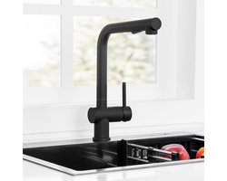 Cecipa Max Keukenkraan - met Uitrekbare Uitloop - 360° Draaibaar - 2 Straalstanden - Waterbesparing - Elektroforetisch Zwart