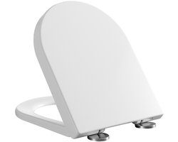 Cecipa Max Toiletbril - Vorm D - WC-brill Soft close - Urea-formaldehyde Hars - Antibacterieel - Belastbaar tot 150 kg - Easy Close functie -RVS Bevestiging - Wit