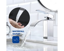 CECIPA max Wastafelkraan chroom - wastafelmengkraan - wastafelkraan waterval - Warm en Koud Keukenkraan - Kraan Badkamer - Kraan Wastafel -Chroom