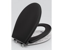 CECIPA Max WC-bril O Vorm - Duroplast Toiletbril met deksel - Softclose - Easy Clean functie - Belastbaar tot 150 kg - Universeel - Zwart