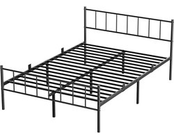 CECIPA Metalen Bed 140x200 cm - Tweepersoonsbed - met Hoofdbord en Metalen Lattenbodem - Stevig Bedframe - IJzeren Bed - Grote Opbergruimte - Eenvoudig te Monteren - Belastbaar tot 600 kg