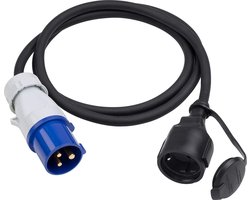 CEE-adapterkabel - 1,5 m kabel - CEE-stekker & geaarde koppeling - Robuuste rubberen kabel H07RN-F3G 2,5 mm² - 16 A / 230 V - IP44 outdoor/campingkabel/campingadapter / 7425300