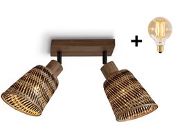 Ceiling Lamp - JAVA - 2-Shade - Bamboo.