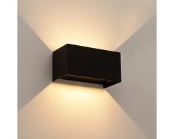 CELAVY LED Buitenwandlamp - Wandlamp Op & Neer - Zwart - IP65 - Zonder Bewegingssensor - Voor Binnen en Buiten - 1-Pack