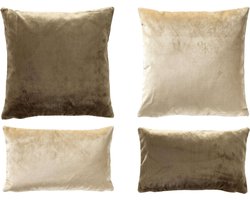 CELESTE | 4-delige kussenset | 45x45 en 30x50 cm | beige, groen