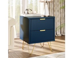 Celestul Nachtkastje met 2 Laden – Bijzettafel – Blauw – Moderne Slaapkamerkast – Opbergruimte – Smal Design