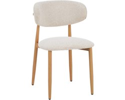 Celia Eetkamerstoel - beige naturel stof en metalen poten met houtlook