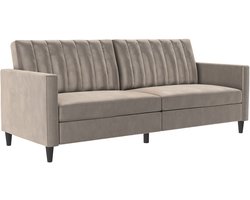 Celine - Slaapbank 3-zits in fluweel taupe (86 x 207 x 86 cm)