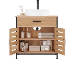 Cellista Badkamerkast - Wastafelkast - Badkamermeubel - 60x30x60 cm - Met 2 Deuren & Lade - Verstelbare Plank - Wastafel - Industrieel Design