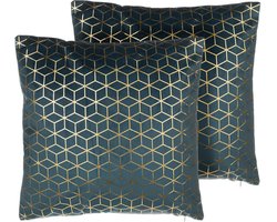 CELOSIA - Sierkussen set van 2 - Donkerblauw - 45 x 45 cm - Fluweel