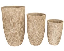 Cement bloempotten set 3-delig – crème goud 75 cm