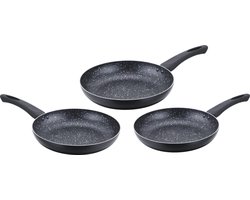 Cenocco Set van 3 Koekenpannen met Marmeren Coating Koper