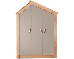 Cento 3-deurs kledingkast huisje kinderkamer jungle - schappen - hanggedeelte