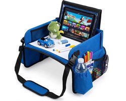 CenZ® Reistafel voor Kinderen, Tekentafel, Tablethouder, Auto en Vliegtuig Reistafel voor Kinderen, Opvouwbaar, Autotafel, Organizers, Speeltafel, Eettafel, Auto Organizer voor Kinderen, BLAUW