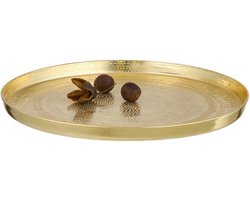 Cepewa Kaarsenbord - goud - 21 cm - gehamerd metaal - rond - kaarsenplateau - schaal - Kaarsenonderzetter