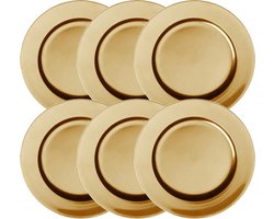 Cepewa kerstdiner onderbord - Set van 8x stuks - goud - kunststof - 33 cm
