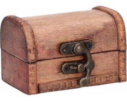 Cepewa Opbergkistjes - 1x stuks - bruin - hout / metaal - opbergdoosje - kistje